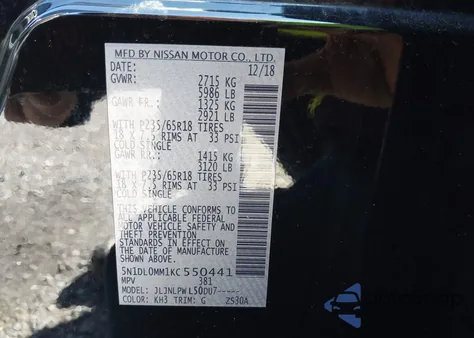 2019 Infiniti Qx60 Pure from USA, damaged, VIN 5N1DL0MM1KC550441